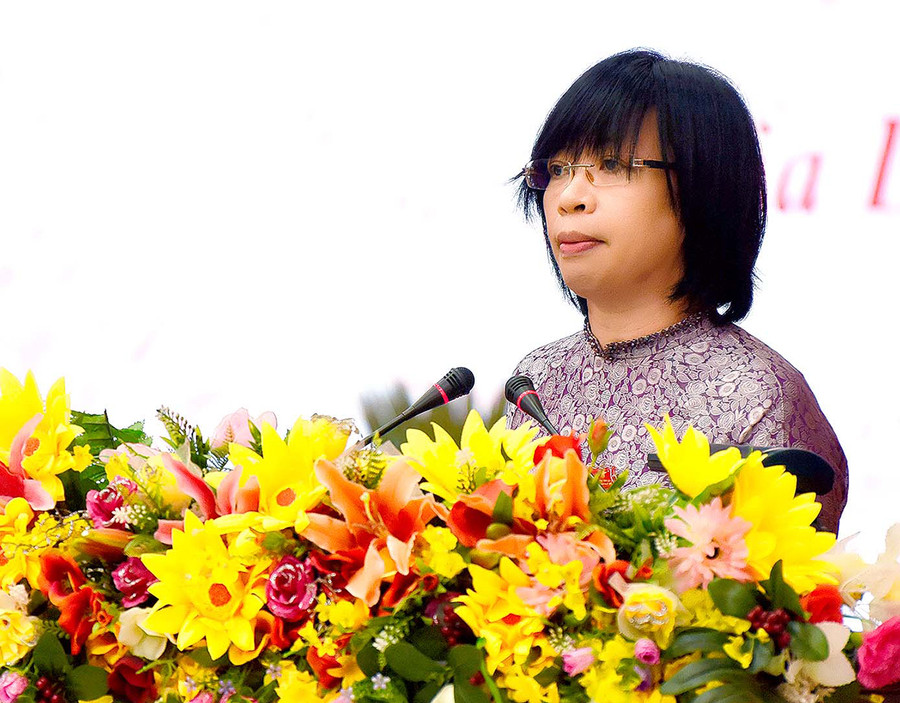 Phó Chủ tịch UBND tỉnh Nguyễn Thị Thanh Lịch phát biểu tại hội nghị. Ảnh: Đức Thụy