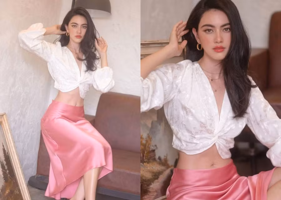 Chất liệu lụa giúp Mai Davika khoe trọn ba vòng nóng bỏng nhưng không quá phản cảm. Nữ diễn viên không ngại ngần khoác lên người những gam màu độc đáo như tím, hồng đào, cam, xanh... Để khỏi nhàm chán, người đẹp khéo léo phối chân váy lụa với áo croptop in hoa chìm xinh xắn. ẢNH: INSTAGRAM NV