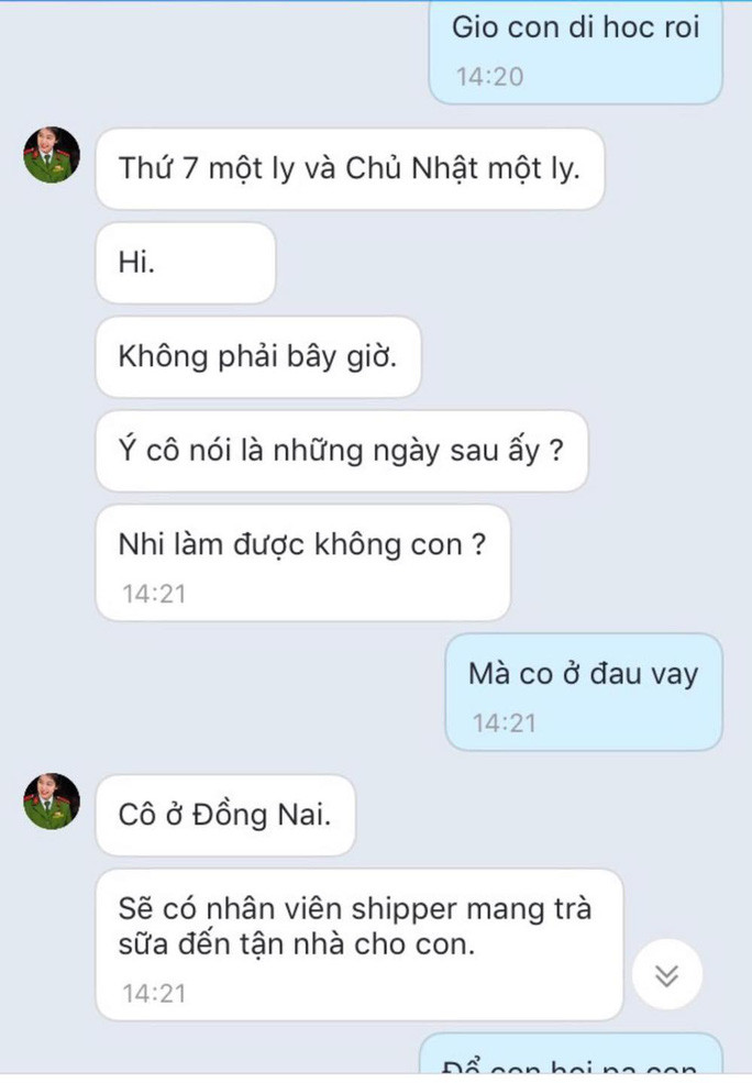 Tin nhắn mà người lạ lấy tên một trung tá công an để dụ dỗ nữ học sinh lớp 5