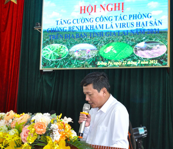 ông Vũ Ngọc An-Phó Giám đốc Sở Nông nghiệp và Phát triển nông thôn phát biểu tại hội nghị.Ảnh-R.H