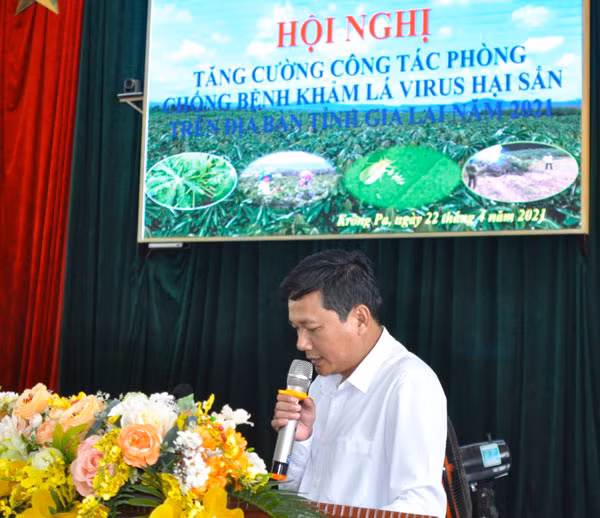 ông Vũ Ngọc An-Phó Giám đốc Sở Nông nghiệp và Phát triển nông thôn phát biểu tại hội nghị.Ảnh-R.H