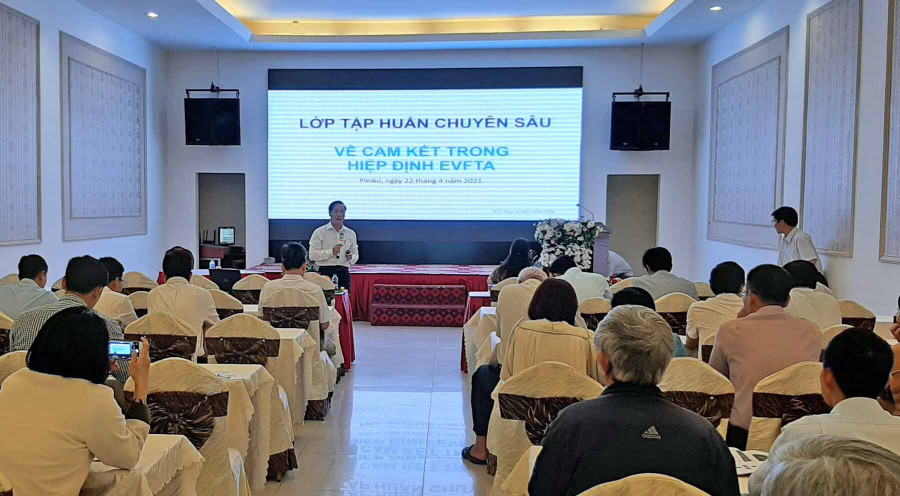 Quang cảnh lớp tập huấn chuyên sâu về cam kết trong Hiệp định EVFTA