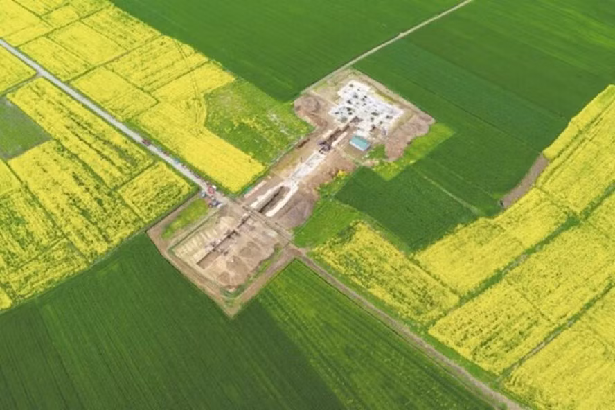 Ảnh chụp từ trên cao khu di chỉ khảo cổ Trung Quốc Fenghuangzui. Ảnh: Cổng thông tin điện tử tỉnh Hồ Bắc.