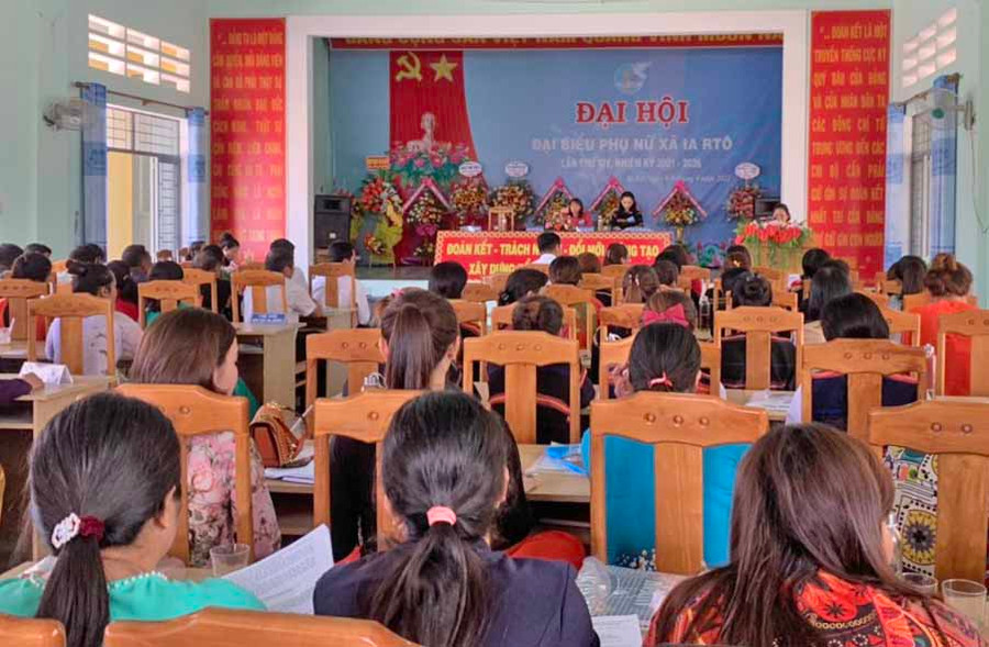 Quang cảnh Đại hội đại biểu Hội LHPN xã Ia Rtô lần thứ XIV, nhiệm kỳ 2021-2026. Ảnh.Vũ Chi