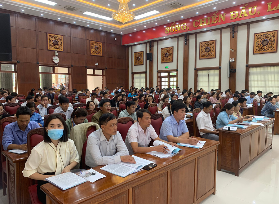  Quang cảnh hội nghị tập huấn nghiệp vụ công tác bầu cử. Ảnh: Phương Vi