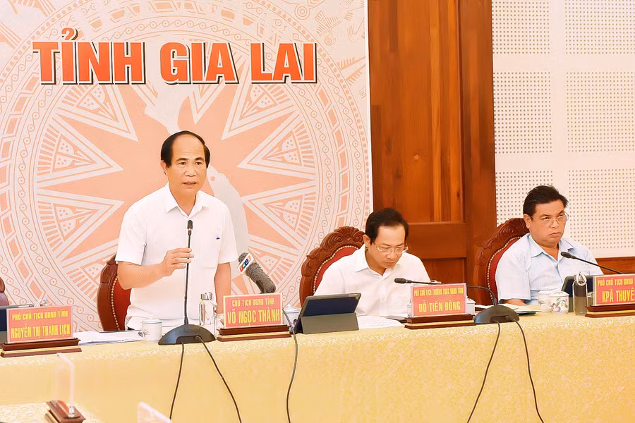 Chủ tịch UBND tỉnh Võ Ngọc Thành phát biểu chỉ đạo hội nghị. Ảnh: Đức Thụy