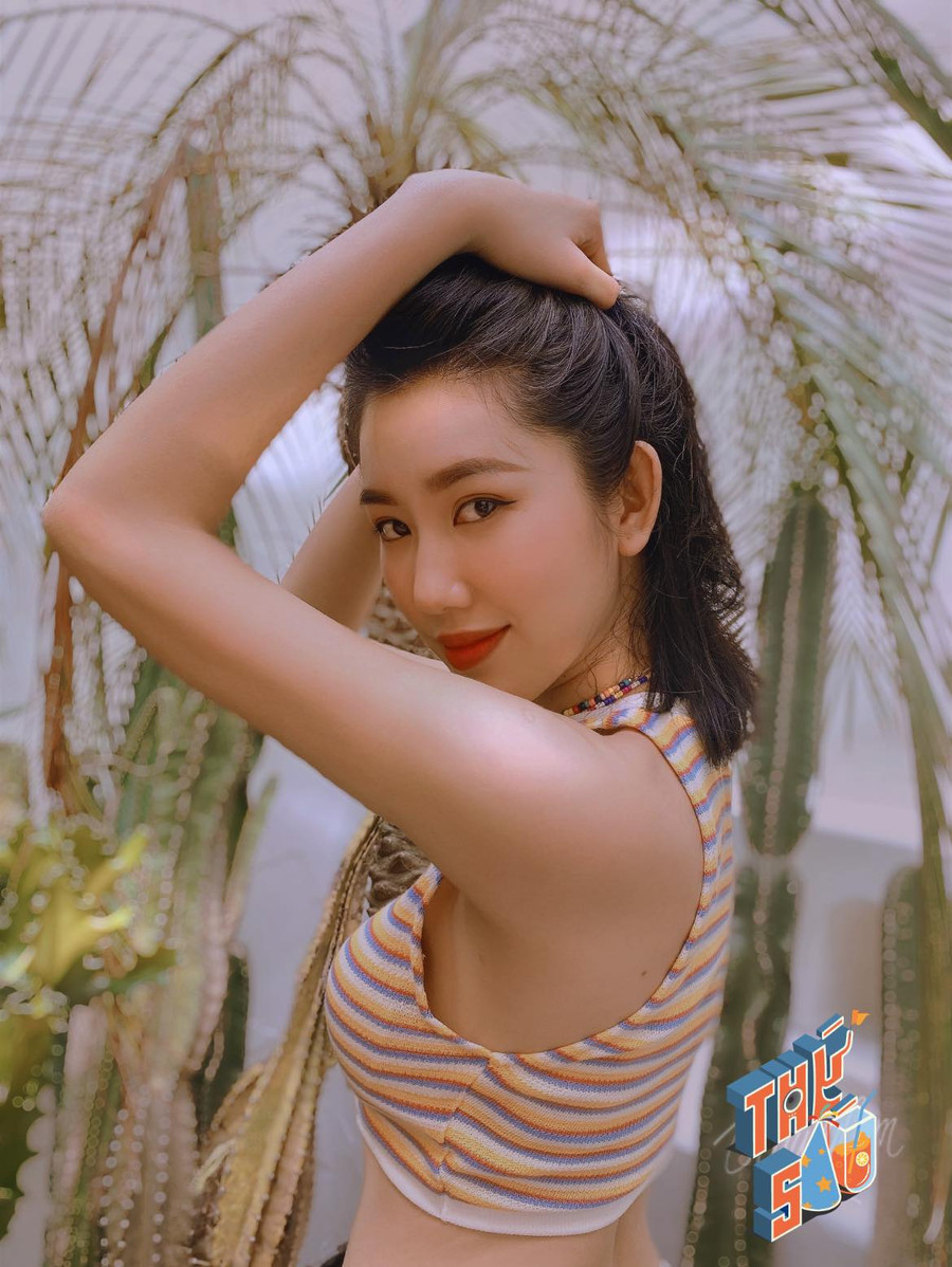 Thúy Ngân sở hữu số đo 3 vòng chuẩn 90-60-95. ẢNH: FBNV