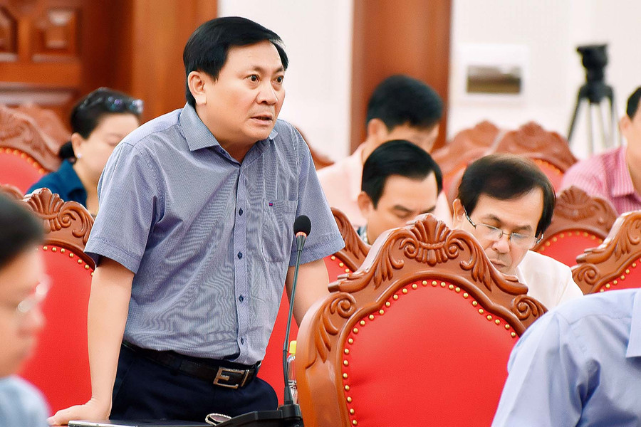 Giám đốc Sở Công thương Phạm Văn Binh phát biểu tại hội nghị. Ảnh: Đức Thụy Giám đốc Sở Công thương Phạm Văn Binh