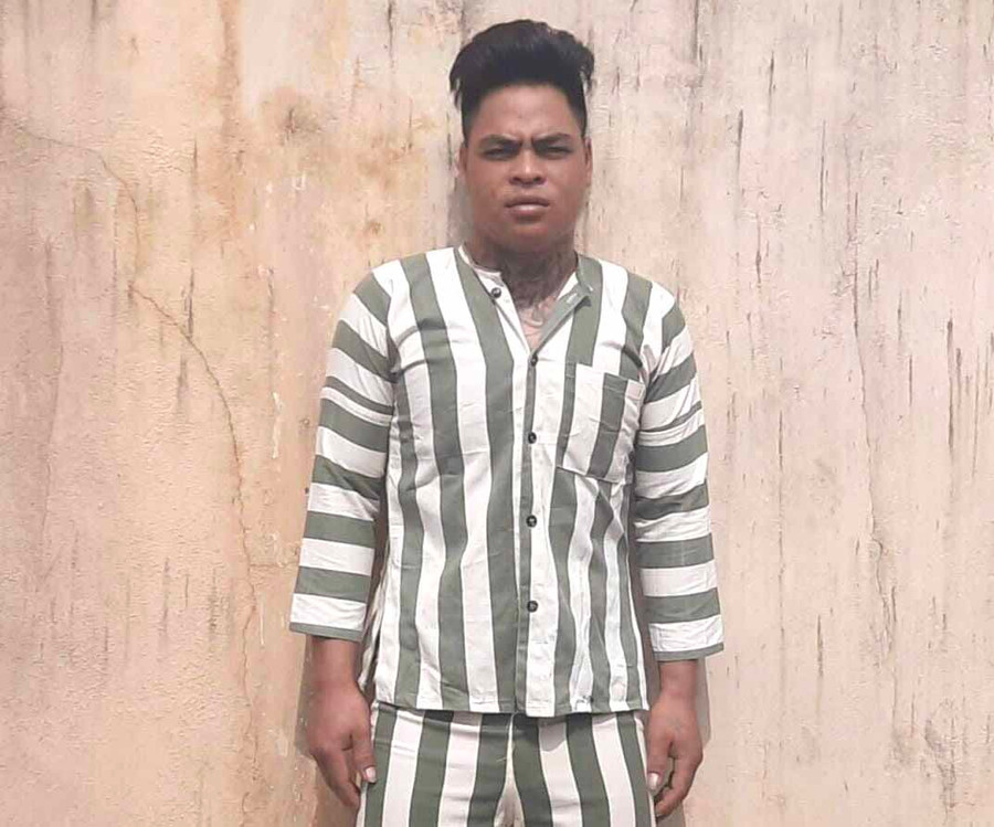 Đối tượng Đinh Căm tại Cơ quan Công an