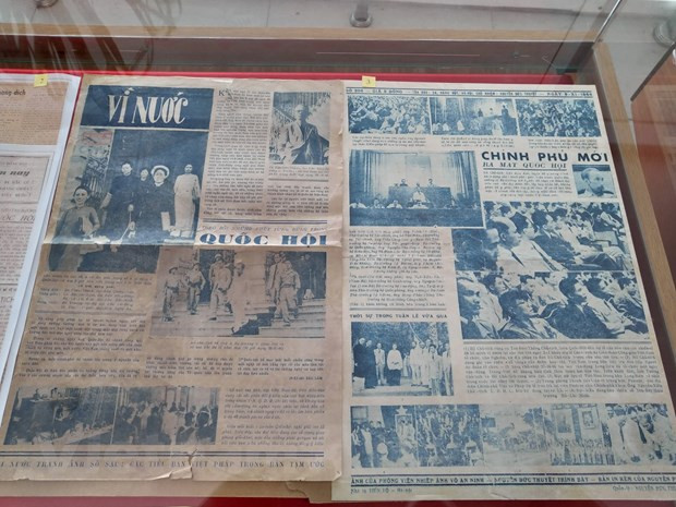 Số báo đặc biệt chào mừng Quốc hội khóa I mang tên "Vì nước" xuất bản tháng 11/1946. (Ảnh: Minh Thu/Vietnam+) Số báo đặc biệt chào mừng Quốc hội khóa I mang tên