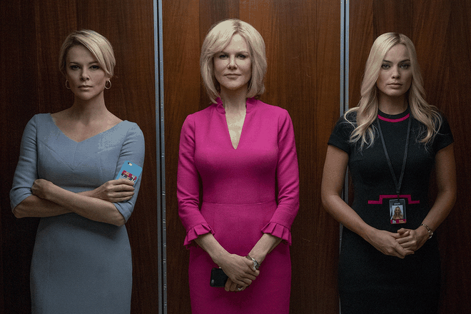 Margot Robbie nhận một đề cử Oscar danh giá nhờ màn thể hiện nổi bật trong Bombshell. Cô không hề lép vế khi xuất hiện bên cạnh 2 minh tinh lừng danh Charlize Theron, Nicole Kidman. Ảnh: CẮT TỪ PHIM