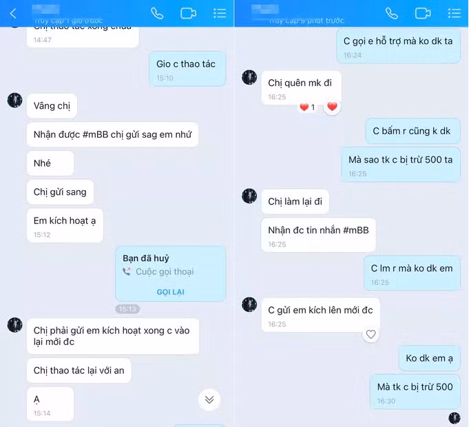 Cuộc trao đổi giữa chị Thảo và người tự xưng nhân viên ngân hàng