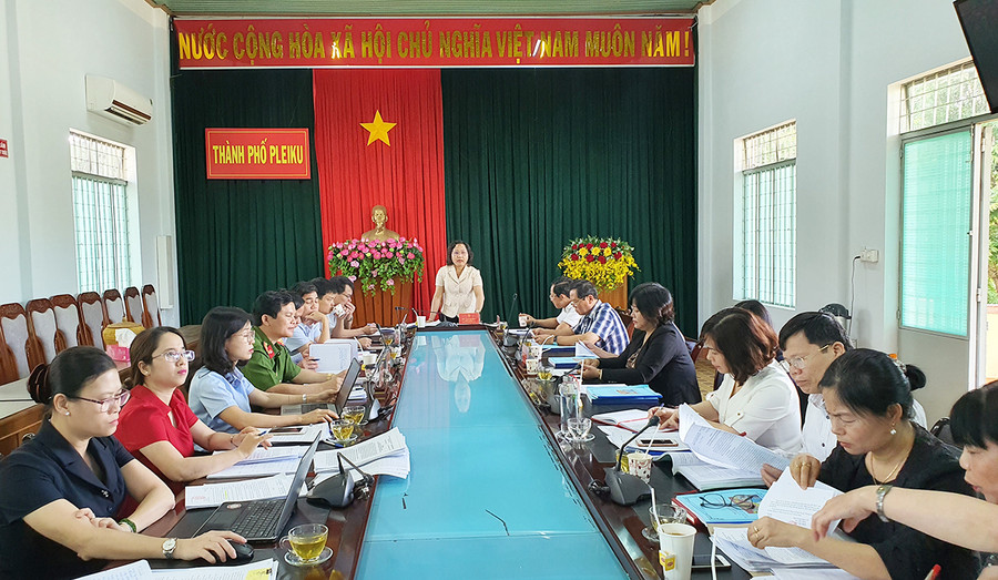 Bà Ayun H’Bút-Tỉnh ủy viên, Phó Chủ tịch HĐND tỉnh Gia Lai phát biểu tại buổi làm việc. Ảnh: Bá Bính  Bà Ayun H’Bút-Tỉnh ủy viên-Phó Chủ tịch HĐND tỉnh Gia Lai phát biểu kết luận. Ảnh: Bá Bính