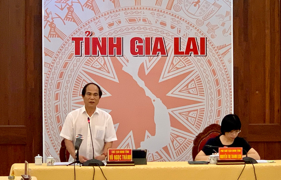 Chủ tịch UBND tỉnh Võ Ngọc Thành phát biểu kết luận tại hội nghị. Ảnh: Như Nguyện Chủ tịch UBND tỉnh Võ Ngọc Thành kết luận tại hội nghị. Ảnh: Như Nguyện