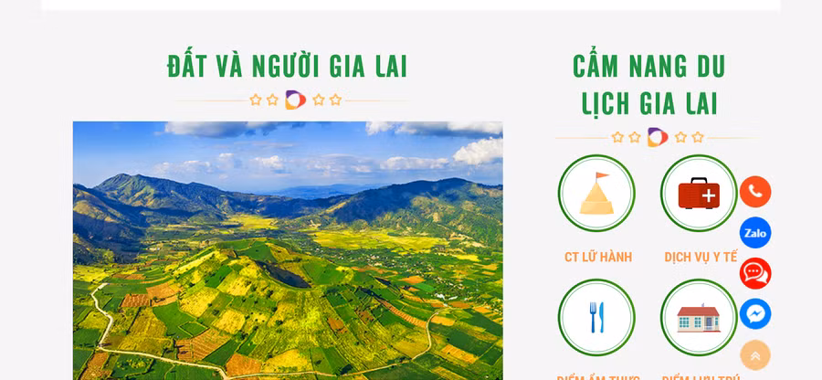 Giao diện mới của trang web về du lịch Gia Lai. Ảnh: Hoàng Ngọc 