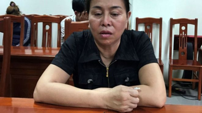 Nguyễn Thị Ngân tại cơ quan điều tra - Ảnh Công an cung cấp