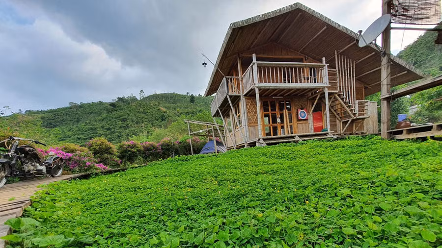 Nơi cắm trại đẹp tuyệt của chàng trai ở núi Đại Bình. Ảnh: THÚY HẰNG