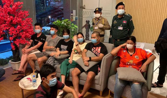 Một số nghi phạm trong vụ án bắt cóc tống tiền ở Campuchia. ẢNH CHỤP MÀN HÌNH FRESH NEWS