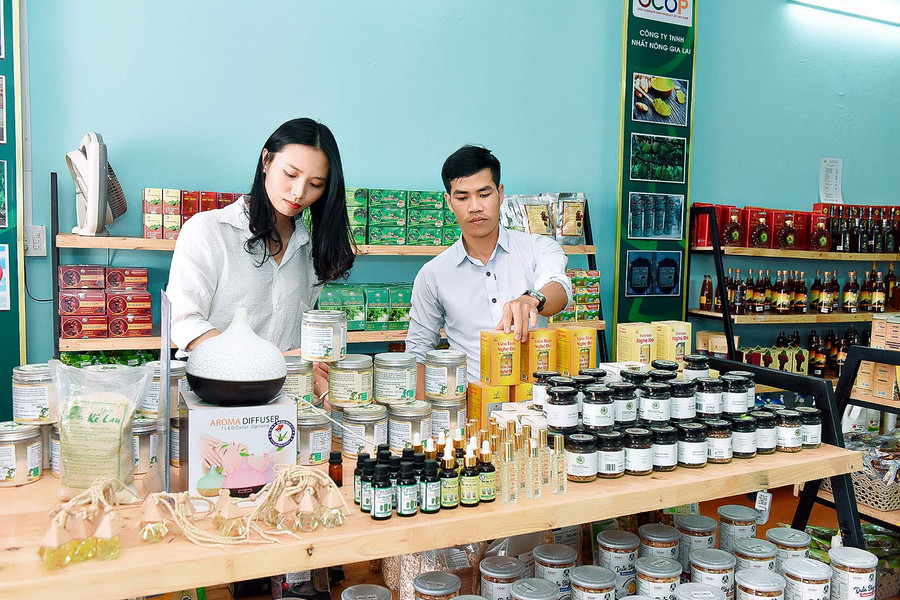 1.Cửa hàng trưng bày các sản phẩm OCOP của huyện Chư Pưh đạt tiêu chuẩn 3 sao và có tiềm năng lê 4 sao.