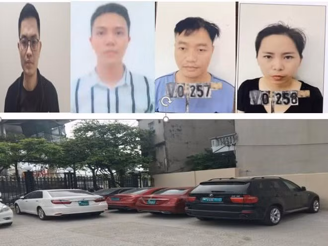 Các đối tượng trong vụ án và số xe ô tô bị tạm gi­ữ.