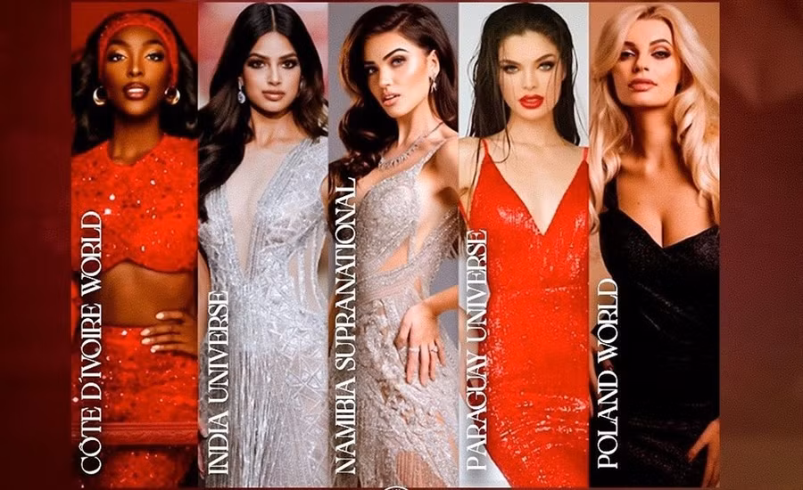 5 người đẹp lọt top cao nhất của Miss Grand Slam 2021. Ảnh: CMH