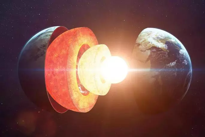 Các lớp của Trái Đất không liên kết và chuyển động đồng nhất như tưởng tượng, mà phần lõi luôn có tốc độ và hướng quay riêng của nó. Ảnh minh họa từ NASA