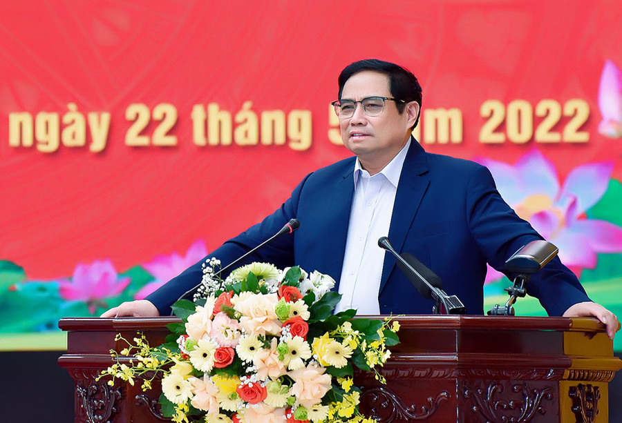 Thủ tướng Chính phủ Phạm Minh Chính phát biểu chỉ đạo tại buổi làm việc. Ảnh: Đức Thụy