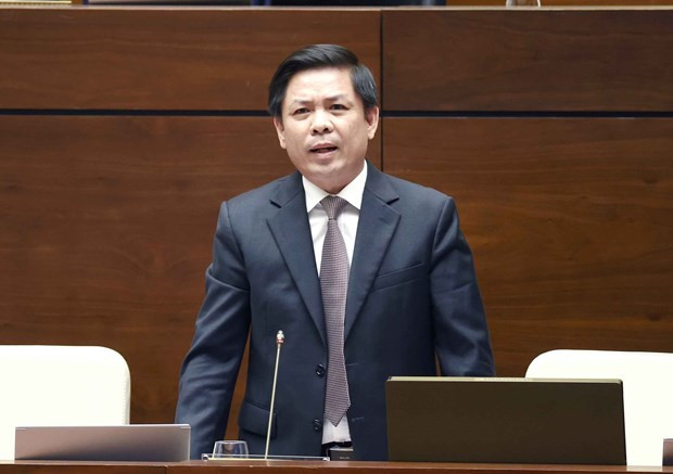 Bộ trưởng Bộ Giao thông vận tải Nguyễn Văn Thể giải trình, làm rõ một số vấn đề đại biểu Quốc hội nêu. Ảnh: Doãn Tấn/TTXVN