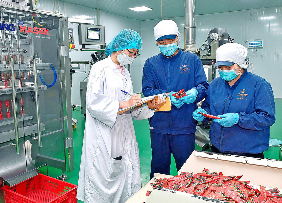 Công nhân làm việc tại Nhà máy chế biến cà phê L'amant của Công ty TNHH Vĩnh Hiệp (TP. Pleiku). Ảnh: Đức Thụy Công nhân làm việc tại Nhà máy chế biến cà phê Lamant của Công ty TNHH Vĩnh Hiệp (TP. Pleiku). Ảnh: Đức Thụy