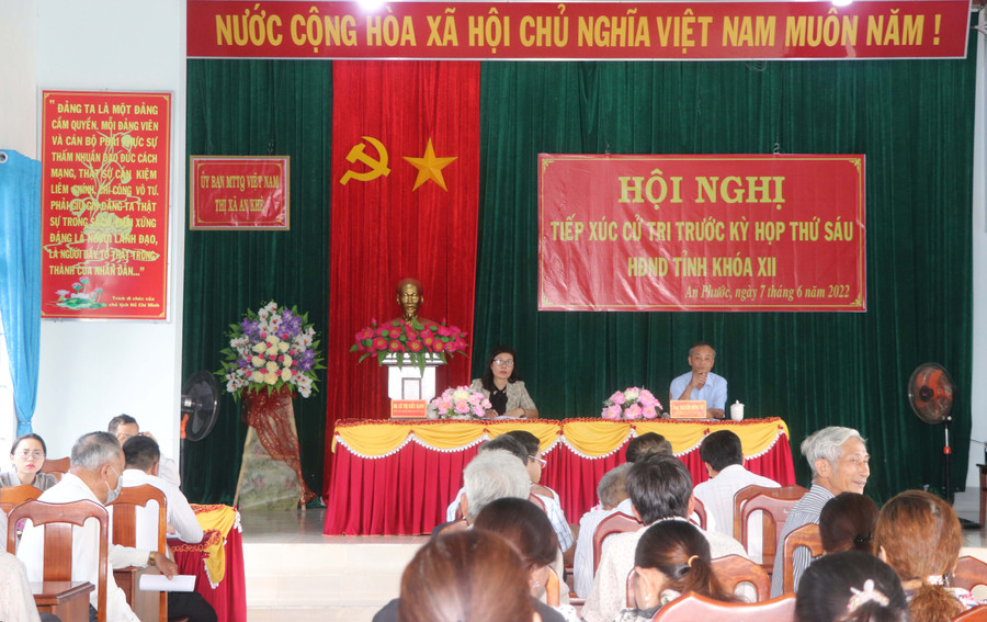 Đại biểu HĐND tỉnh tiếp xúc cử tri phường An Phước, thị xã An Khê. Ảnh: Ngọc Minh