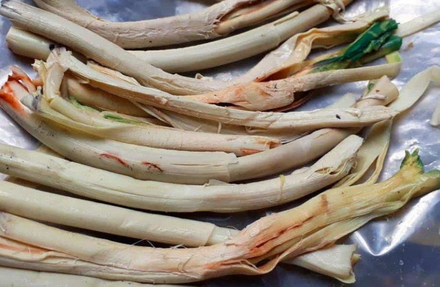 Mây gai vốn là loại rau rừng mọc hoang, nhưng muốn món ăn chế biến từ thức nguyên liệu này chuẩn vị, người đồng bào phải lên tận rừng sâu để lựa chọn và gùi về những đọt mây tươi ngon nhất