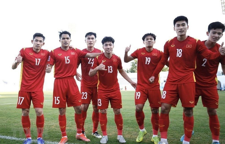 Niềm vui của các cầu thủ U23 Việt Nam. Ảnh: Song Ngọc/TTXVN phát Niềm vui của các cầu thủ U23 Việt Nam. Ảnh: Song Ngọc/TTXVN phát