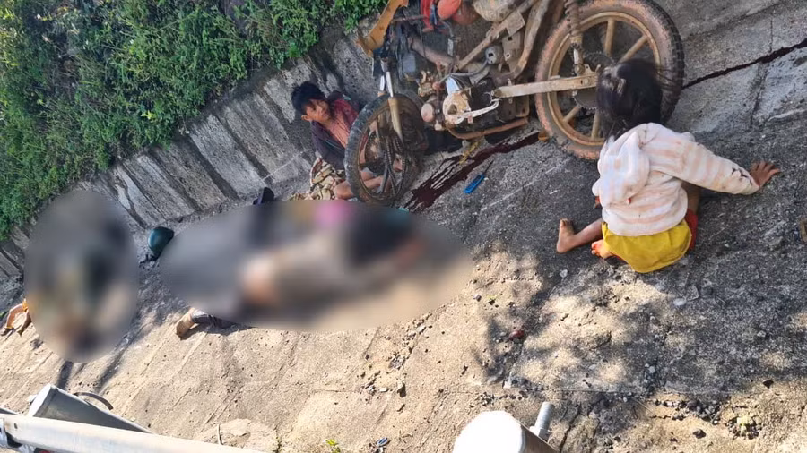 Hiện trường vụ tai nạn (ảnh UBND xã Hà Ra cung cấp).