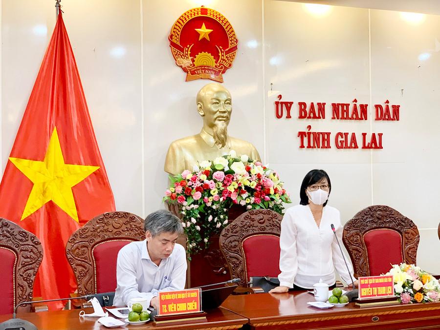  Phó Chủ tịch UBND tỉnh Nguyễn Thị Thanh Lịch-Phó Trưởng ban thường trực Ban Chỉ đạo phòng-chống dịch Covid-19 kết luận tại buổi làm việc. Ảnh: Như Nguyện