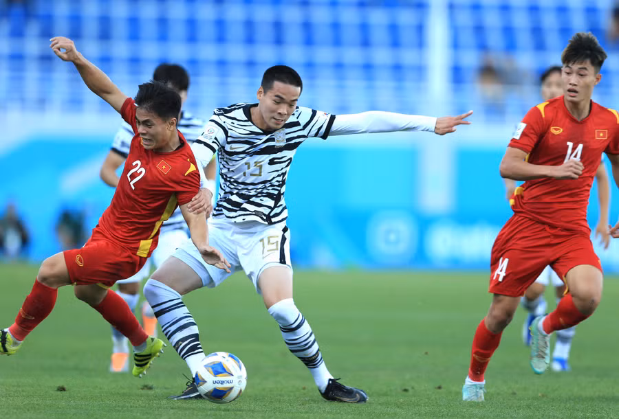 U.23 Hàn Quốc gây áp lực lớn. Ảnh: Phúc Thắng