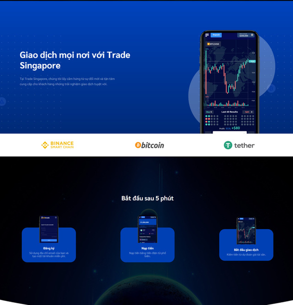 Giao diện trang web kiếm tiền mà bà P. trình báo đã lừa của bà gần 928 triệu đồng