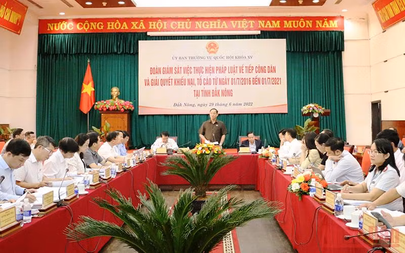 Đoàn Giám sát của Ủy ban Thường vụ Quốc hội làm việc tại tỉnh Đắk Nông về việc tiếp công dân và giải quyết khiếu nại, tố cáo.