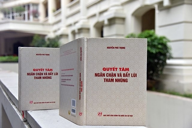 Cuốn sách “Quyết tâm ngăn chặn và đẩy lùi tham nhũng” của Tổng Bí thư, Chủ tịch nước Nguyễn Phú Trọng. Cuốn sách “Quyết tâm ngăn chặn và đẩy lùi tham nhũng” của Tổng Bí thư, Chủ tịch nước Nguyễn Phú Trọng.