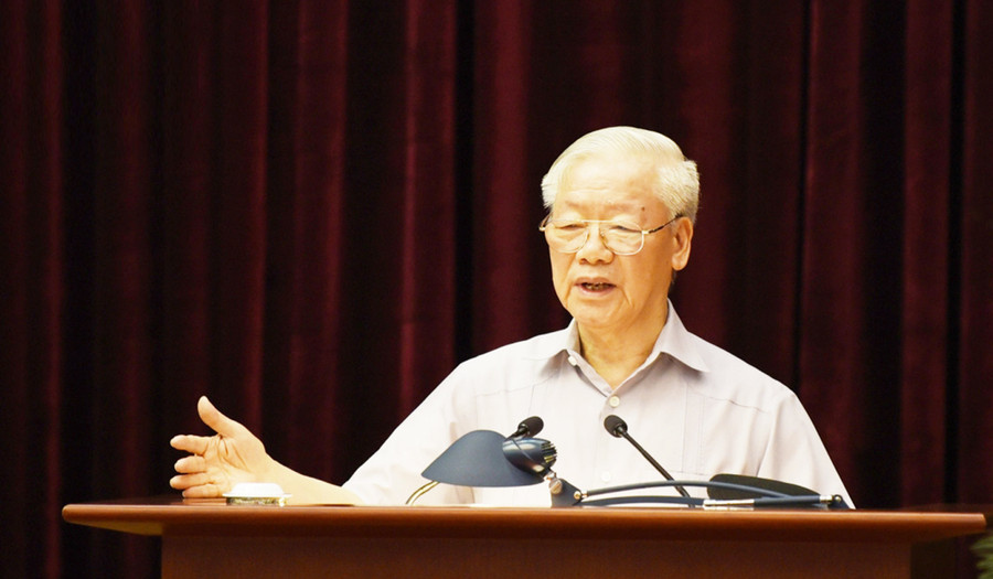  Tổng Bí thư Nguyễn Phú Trọng phát biểu tại hội nghị. Ảnh: Kim Anh