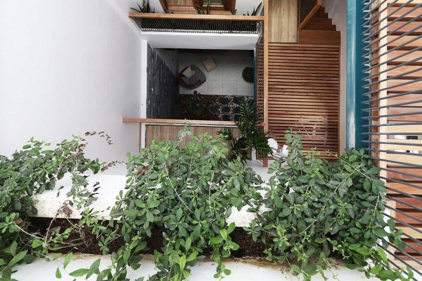 Các phòng chức năng trong nhà đều được tiếp xúc thông thoáng tự nhiên thông qua các khoảng thông tầng giữa và sau nhà. Các phòng chức năng trong nhà đều được tiếp xúc thông thoáng tự nhiên thông qua các khoảng thông tầng giữa và sau nhà.