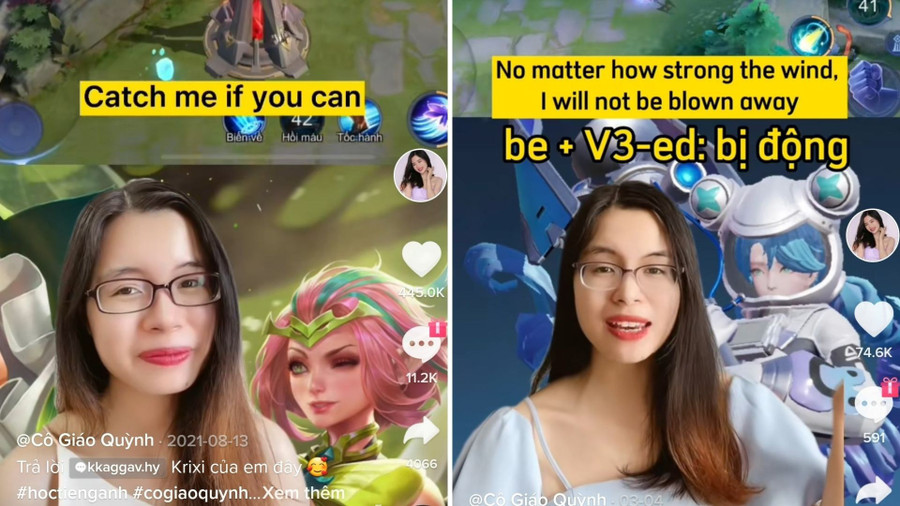 Việc kết hợp giữa game và dạy tiếng Anh tạo nên một xu hướng mới lạ. Ảnh chụp màn hình TIKTOK