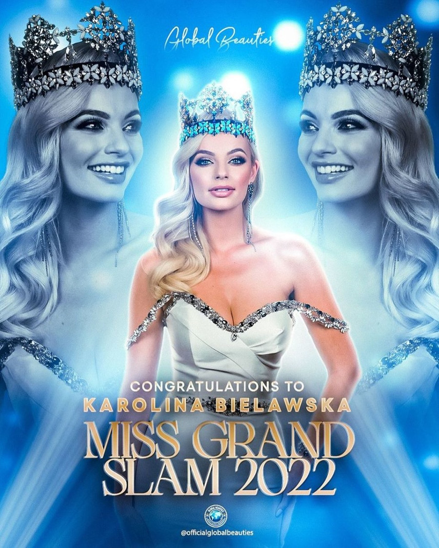 Karolina Bielawska đạt 100 điểm của Miss Grand Slam 2021. Ảnh: CMH