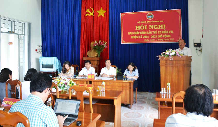  Đồng chí Rah Lan Chung-Phó Bí thư Tỉnh ủy kiêm Trưởng ban Nội chính Tỉnh ủy chỉ đạo Hội nghị. Ảnh: Hoàng Minh