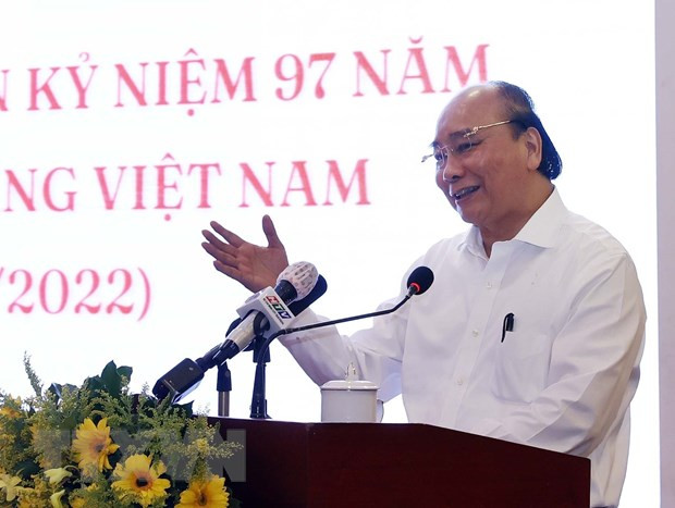 Chủ tịch nước Nguyễn Xuân Phúc phát biểu tại buổi gặp mặt các cơ quan báo chí tại thành phố Hồ Chí Minh. (Ảnh: Thống Nhất/TTXVN) Chủ tịch nước Nguyễn Xuân Phúc phát biểu tại buổi gặp mặt các cơ quan báo chí tại thành phố Hồ Chí Minh. (Ảnh: Thống Nhất/TTXVN)