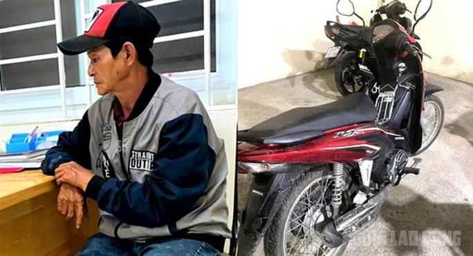 Đối tượng Nguyễn Văn Lai và tang vật. Ảnh công an cung cấp