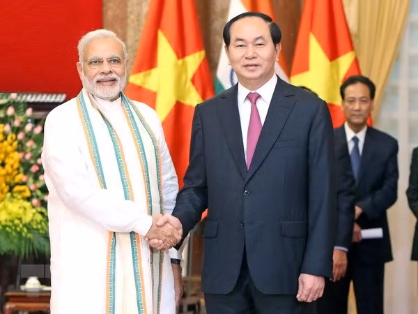 Chủ tịch nước Trần Đại Quang tiếp ngài Narendra Modi, Thủ tướng Ấn Độ nhân chuyến thăm của Thủ tướng Ấn Độ tới Việt Nam tháng 9/2016. (Ảnh: Nhan Sáng/TTXVN)