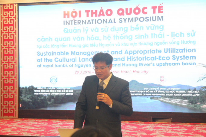 TS. Phan Thanh Hải - Giám đốc Trung tâm Bảo tồn Di tích Cố đô Huế phát biểu tại hội nghị.  TS. Phan Thanh Hải - Giám đốc Trung tâm Bảo tồn Di tích Cố đô Huế phát biểu tại hội nghị.