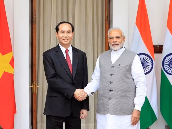 Chủ tịch nước Trần Đại Quang hội đàm với Thủ tướng Cộng hoà Ấn Độ Narendra Modi. (Ảnh: Nhan Sáng/TTXVN)