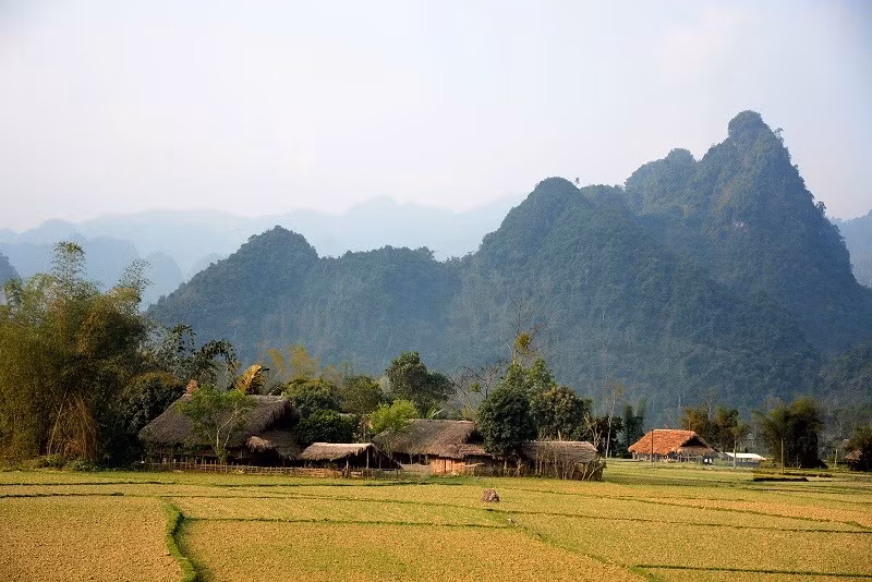 Khung cảnh làng quê bình dị nơi miền cao Lâm Bình.