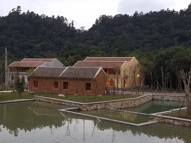  Làng nằm ngay dưới chân Yên Tử, phía sau là những cánh rừng bạt ngàn